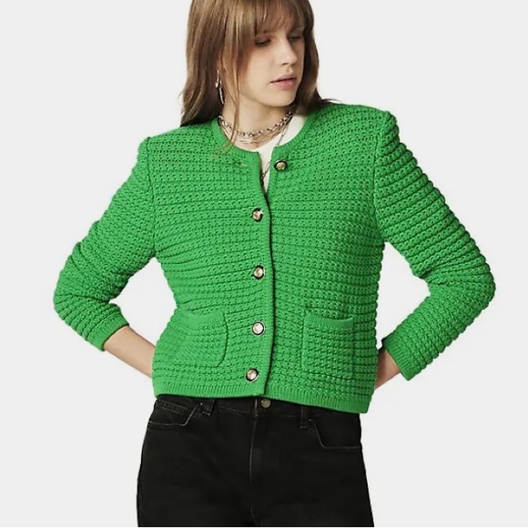 NWT Ba&sh Gaspard Textured-Knit Cardigan - Picture 4 of 8